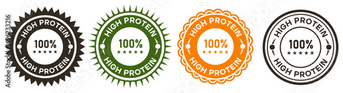 High Protein 100 Percent Nutrition Food Label Stamp Design