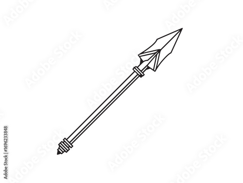 Clean bale spear equipment symbol in flat elegant line art