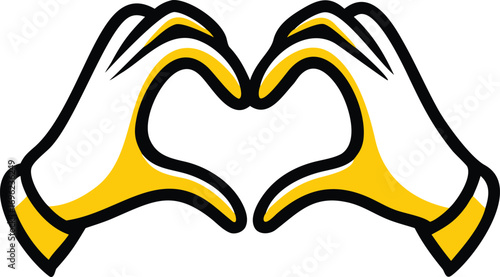 Two hands making a heart pose vector line drawing illustration.