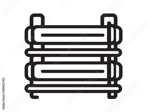 Professional agricultural bale stacking symbol in flat 2D outline