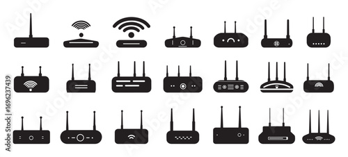 Wi-Fi Router Icon – Wireless Internet Vector Symbol. Wi-Fi Connection Vector Icon, Internet and Router Design