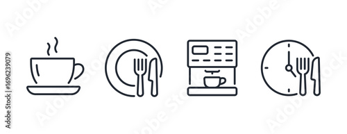 Lunch break editable stroke outline icon isolated on white background flat vector illustration. Pixel perfect. 64 x 64.