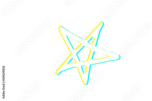 Neon Glitch Star on Black Background