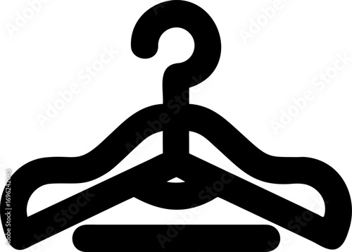 Bold black outline icon of a clothes hanger, a minimalist vector symbol for fashion, laundry, and closet organization isolated on a white background