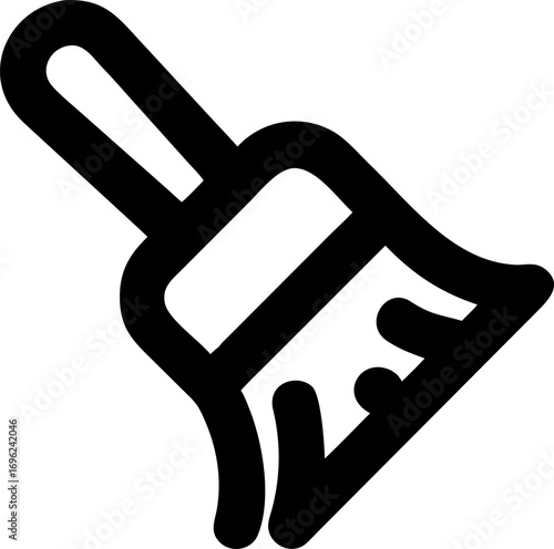 Simple line art icon of a brush, representing cleaning, painting, or digital design concepts. Minimalist vector illustration for creative projects and user interface elements