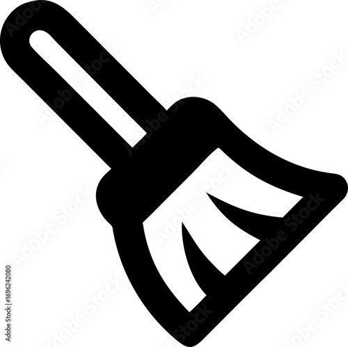 Simple vector illustration of a cleaning brush icon. A monochrome symbol for wiping, dusting, and maintaining a clear and tidy digital or physical space