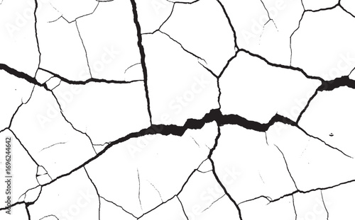 Abstract white background with black cracks creating a fragmented texture design aesthetic