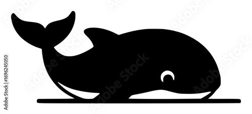 Whale Silhouette on a White Background