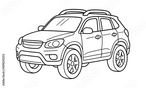 Outline drawing of compact suv car with distinct design elements