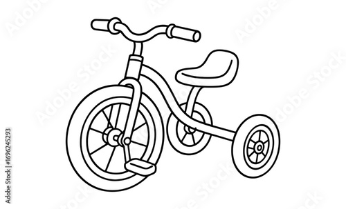 Simple line art tricycle for kids coloring book and design projects