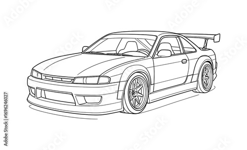 Sleek sports car in clean line art style