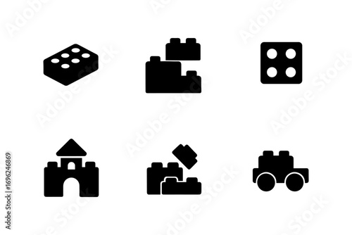 Minimalist toy block icons for children’s play and learning