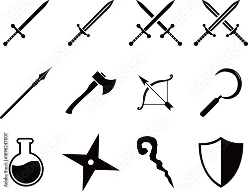 武器　ファンタジー　アイコン　セット