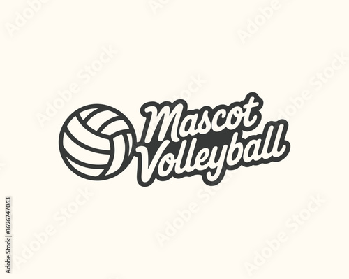 Vector art of volleyball mascot logo with text that says mascot volleyball
