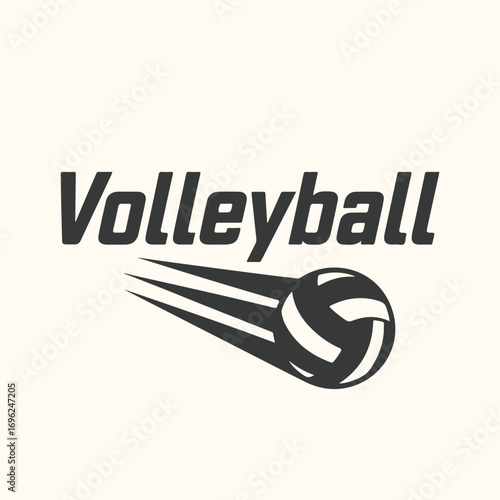 Vector art of volleyball graphic with motion lines and text isolated on a light background
