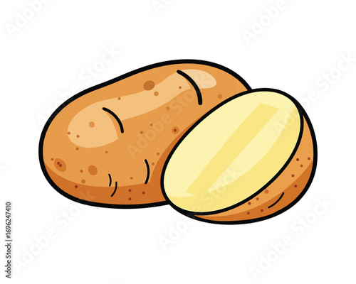 Illustration of a potato and a half a versatile and nutritious vegetable