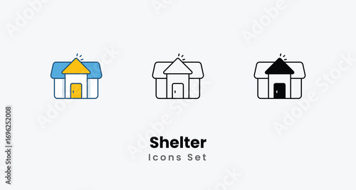 Shelter Icons thin line and glyph vector icon stock illustration