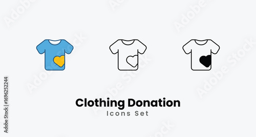 Clothing Donation Icons thin line and glyph vector icon stock illustration