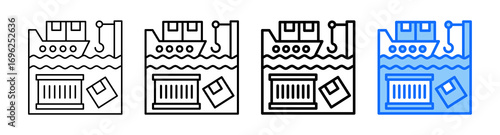 Ocean Freight Icon In Different Styles Set Collection