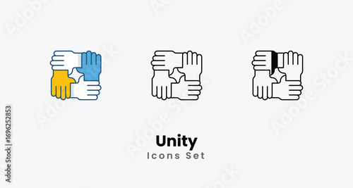 Unity Icons thin line and glyph vector icon stock illustration