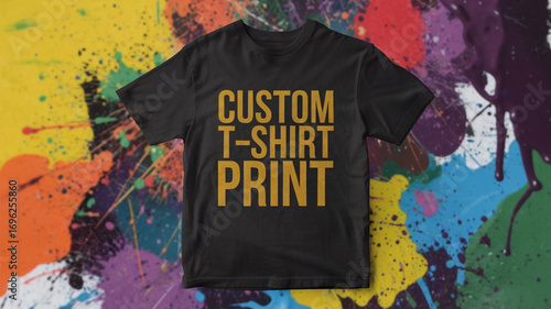 Black t shirt custom print graphic