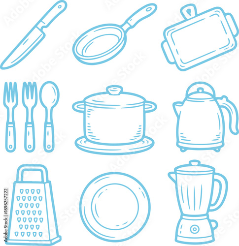 Kitchen Tools Collection Hand-Drawn Utensils for Culinary Creations