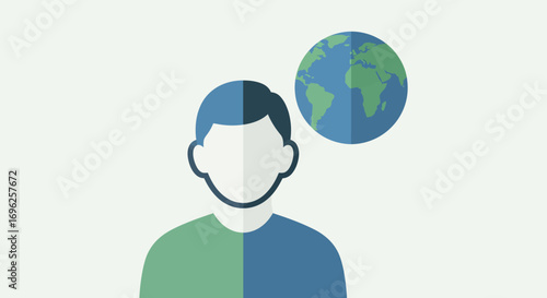 Global Thinker Abstract Person with Globe Symbol for International Concepts