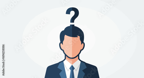 An anonymous person with a question mark above their head, symbolizing uncertainty and confusion