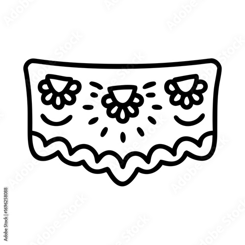 Papel picado decoration with floral patterns for Day of the Dead celebration  