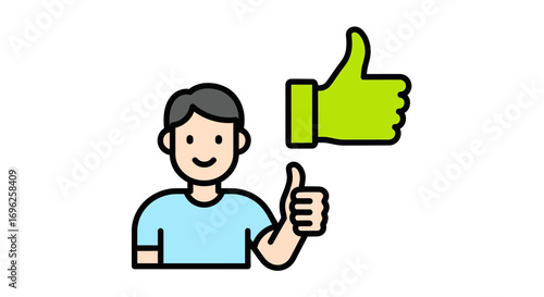 Confident Man Giving Exaggerated Dual Thumbs-Up Vector