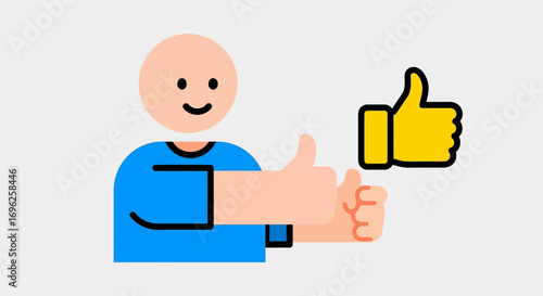 Confident Man Giving Exaggerated Dual Thumbs-Up Vector