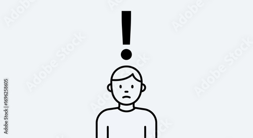 Minimalist Line Art Person with Exclamation Mark