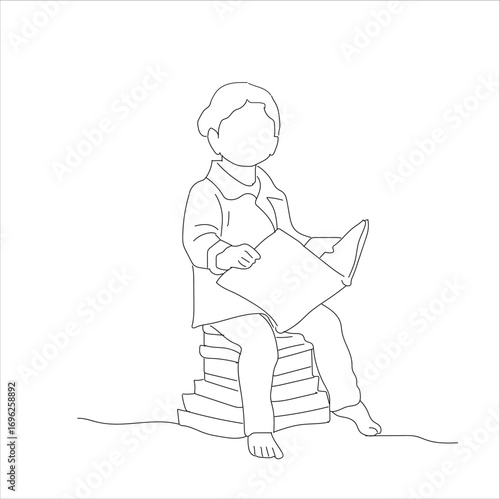 girl reading a book.  illustrations of girl reading