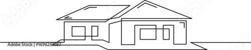 Minimalist architectural line art of a modern home, perfect for real estate branding and home design projects, conveying simplicity and elegance in property visualization, ideal for architects
