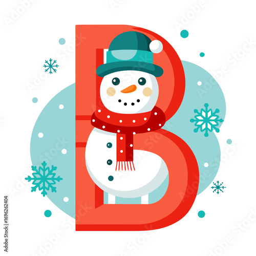 snowman with christmas tree
