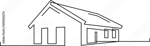 Modern minimalist house line art, ideal for real estate branding and home design projects, conveys simplicity, architectural elegance, and a contemporary aesthetic for diverse creative applications