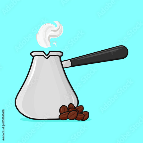 Coffee pot with coffee beans