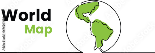 Explore the world with this minimalist green world map, perfect for travel blogs, educational materials, or eco-friendly business designs, showcasing global connectivity and a modern aesthetic