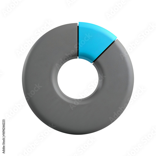 Donut chart segment isolated on transparent background