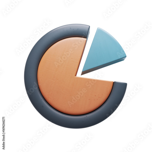 3d pie chart segment isolated on transparent background