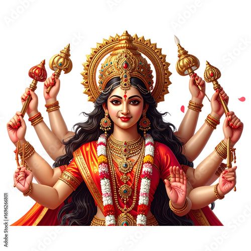 Goddess Navadurga nine Devi for the celebration of Chaitra Navratri festival transparent background png