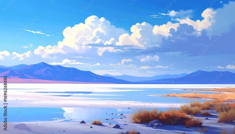 Obraz premium A serene, digital landscape