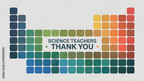 Colorful periodic table graphic thanking science teachers for their hard work and dedication