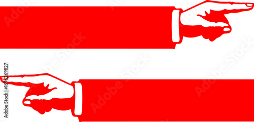 Pointing hands graphic element red and white
