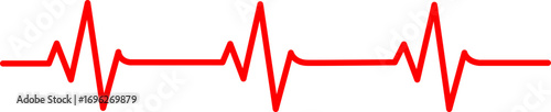Heartbeat pulse rhythm red line on white background