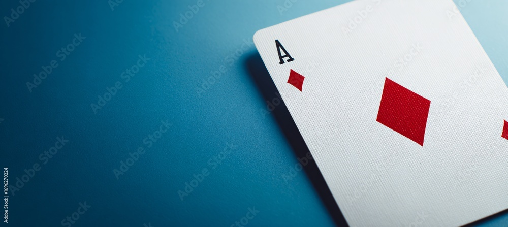 Obraz premium Ace of Diamonds Playing Card on Textured Blue Background with Dramatic Contrast