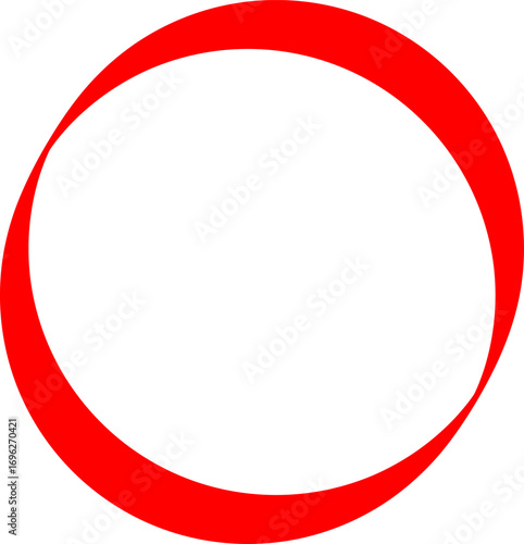 Red elliptical shape on a white background