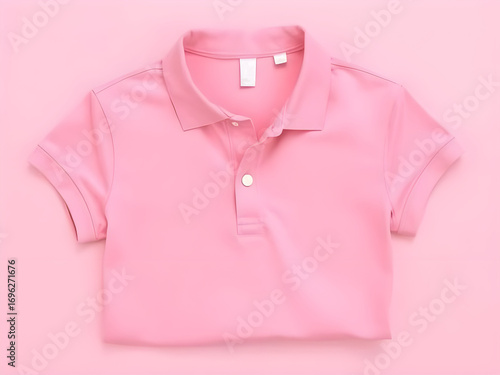 Perfectly Folded Pastel Pink Polo Shirt on a Monochromatic Background
