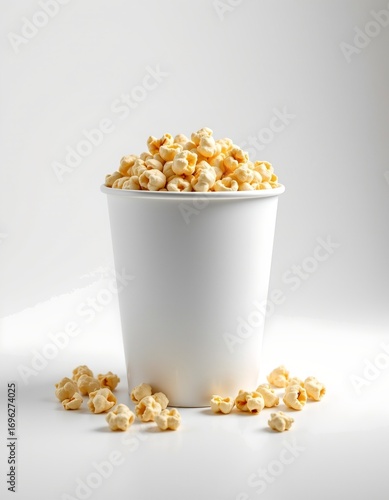 White Paper Cup Filled with Fluffy Popcorn