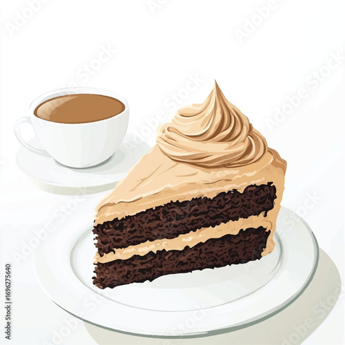 Delicious Slice of Chocolate Cake with Coffee Ready to Enjoy (1)